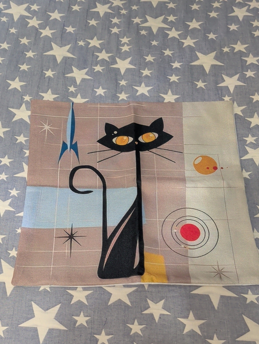 17x17 Inch Pillow Cover Mid Century Modern Cat Theme New